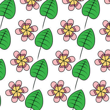flower leaves ornament natural seamless pattern vector illustration