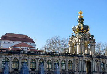 Obraz premium Arched tower of Crown Gate, Zwinger in Dresden, Saxony, Germany.