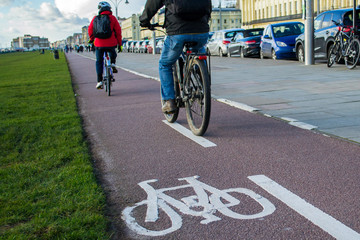 Two cyclists on cycle path