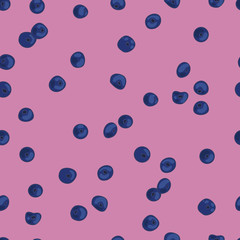 Vector Pattern of Blueberry on a Lilac Background