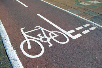 Obraz premium Cycle path in the city, Brighton, UK