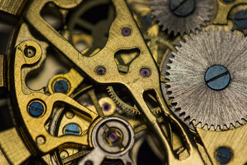 Fototapeta na wymiar Mechanical watch, close up, watch repair