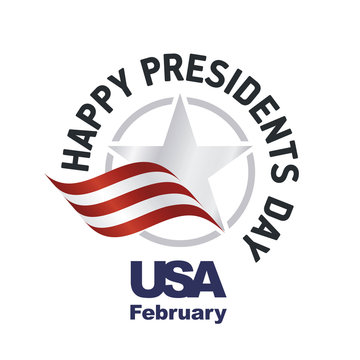 Happy Presidents Day USA logo icon star ribbon white background