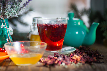 Hibiscus thea from rose carcade herbal herbal tea with rose hips and kalina diuretic and cleansing stomach rejuvenating organism