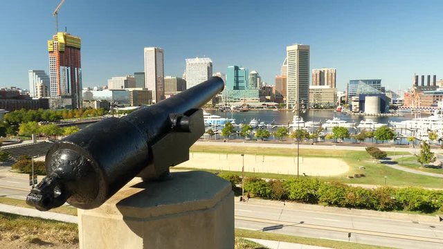 canyon looking over the cityscape on Baltimore Inner Harbor