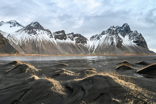amazing wild landscape at stokksnes, iceland