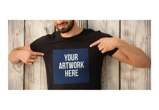 Man in Black T-Shirt Mockup 
