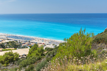 Panoramic view of Kathisma beach , Lefkada, Ionian Islands, Greece