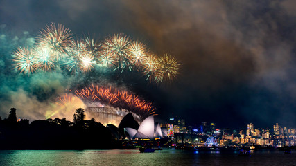 Naklejka premium Sylwester w Sydney Harbour