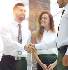 Fototapeta premium closeup.welcome and handshake of business partners