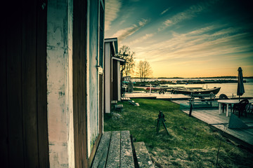 Fishing cottages by the lake