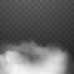Fog or smoke isolated on transparent background. White cloud. Vector illustration