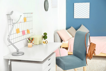 Table and chair in modern children's room