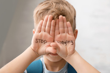 Little boy with words 