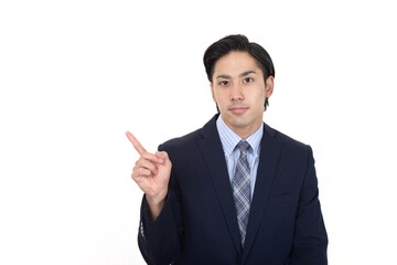 指示する笑顔のビジネスマン