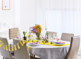Beautiful festive Easter table setting