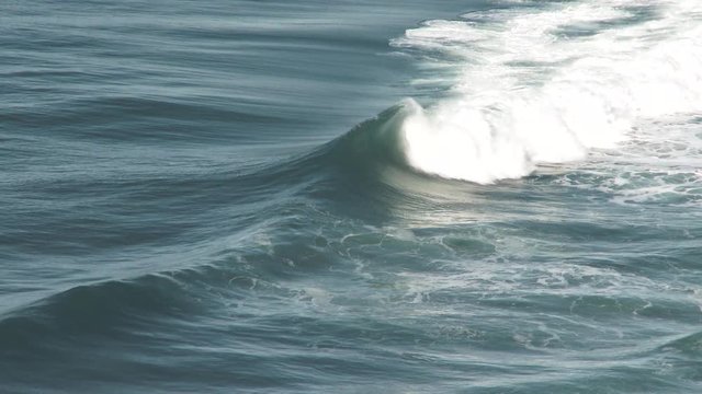 30 Second Scenic Of Ocean Waves Crashing From High Vantage Point On Sunny And Windless Day, With Sound.