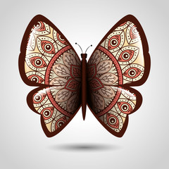 butterfly with skin mandala boho style vector illustration design