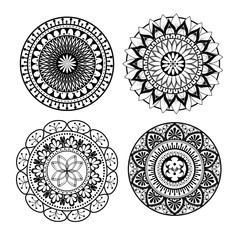 mandalas monochrome boho style set vector illustration design