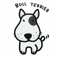 Bull Terrier dog cartoon doodle style