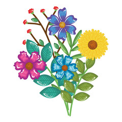 cute flowers decorative icon vector illustration design