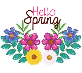 Obraz premium hello spring decorative design vector illustration art