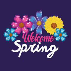 welcome spring decorative art vector illustration design
