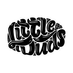Original hand drawn illustration with lettering for kids shop logo design and prints. Hand drawn vector illustration