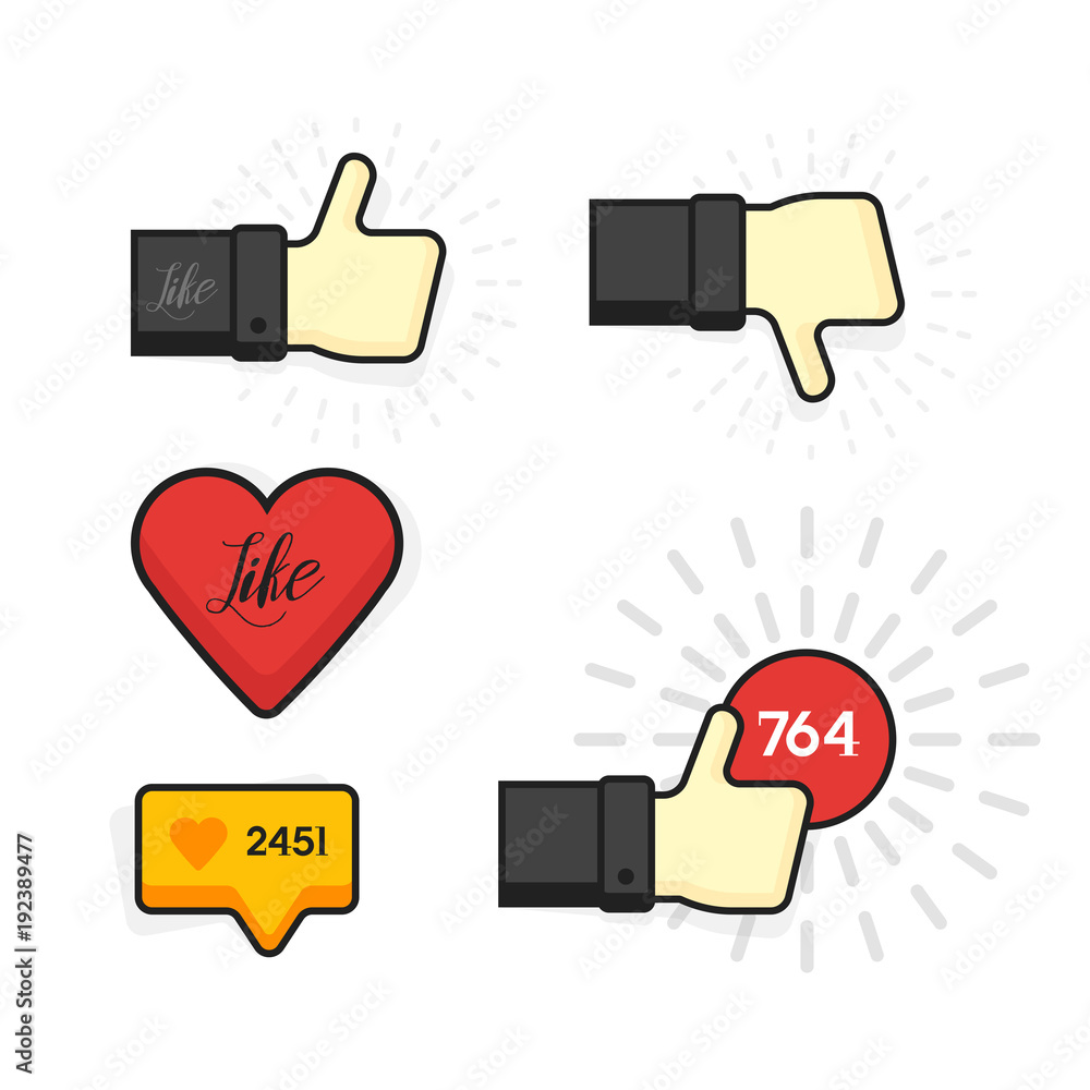 Poster modern vector set of thumb up and like icons