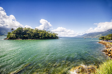 Island of goats, Ilha das cabras, on mid channel between Sao Sebastiao and Ilhabela - São Paulo,...