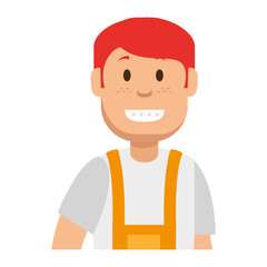 man gardener with overalls avatar character vector illustration design