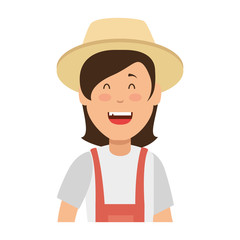 woman gardener with overalls and hat avatar character vector illustration design