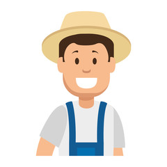 man gardener with overalls and hat avatar character vector illustration design
