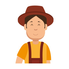 man gardener with overalls and hat avatar character vector illustration design