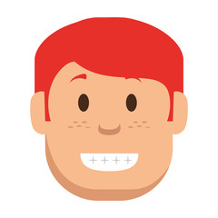 young man head avatar character vector illustration design