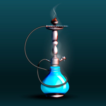 on a dark background a hookah