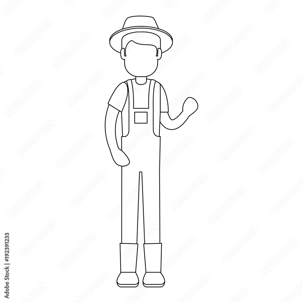 Canvas Prints man gardener with overalls and hat avatar character vector illustration design