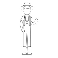 man gardener with overalls and hat avatar character vector illustration design