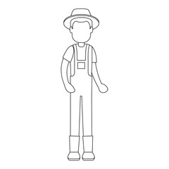 man gardener with overalls and hat avatar character vector illustration design