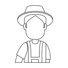 man gardener with overalls and hat avatar character vector illustration design