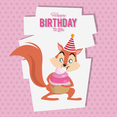 Happy birthday to you squirrel cartoon icon vector illustration graphic design