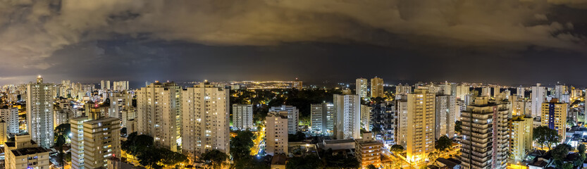 Sao Jose dos Campos city at night with cloudy sky panorama view - Sao Paulo, Brazil