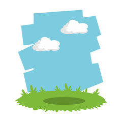 Grass and sky landscape cartoon icon vector illustration graphic design