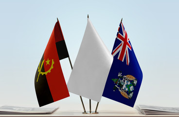 Flags of Angola and Ascension Island with a white flag in the middle