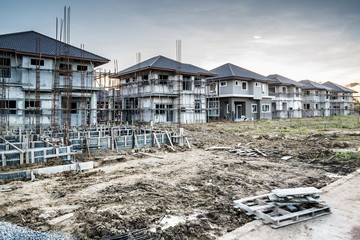 construction residential new house in progress at building site