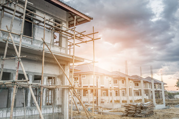 construction residential new house in progress at building site