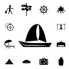 Yacht icon vector. Set of tourism icons. Signs of collection, simple icons for websites, web design, mobile app, info graphics
