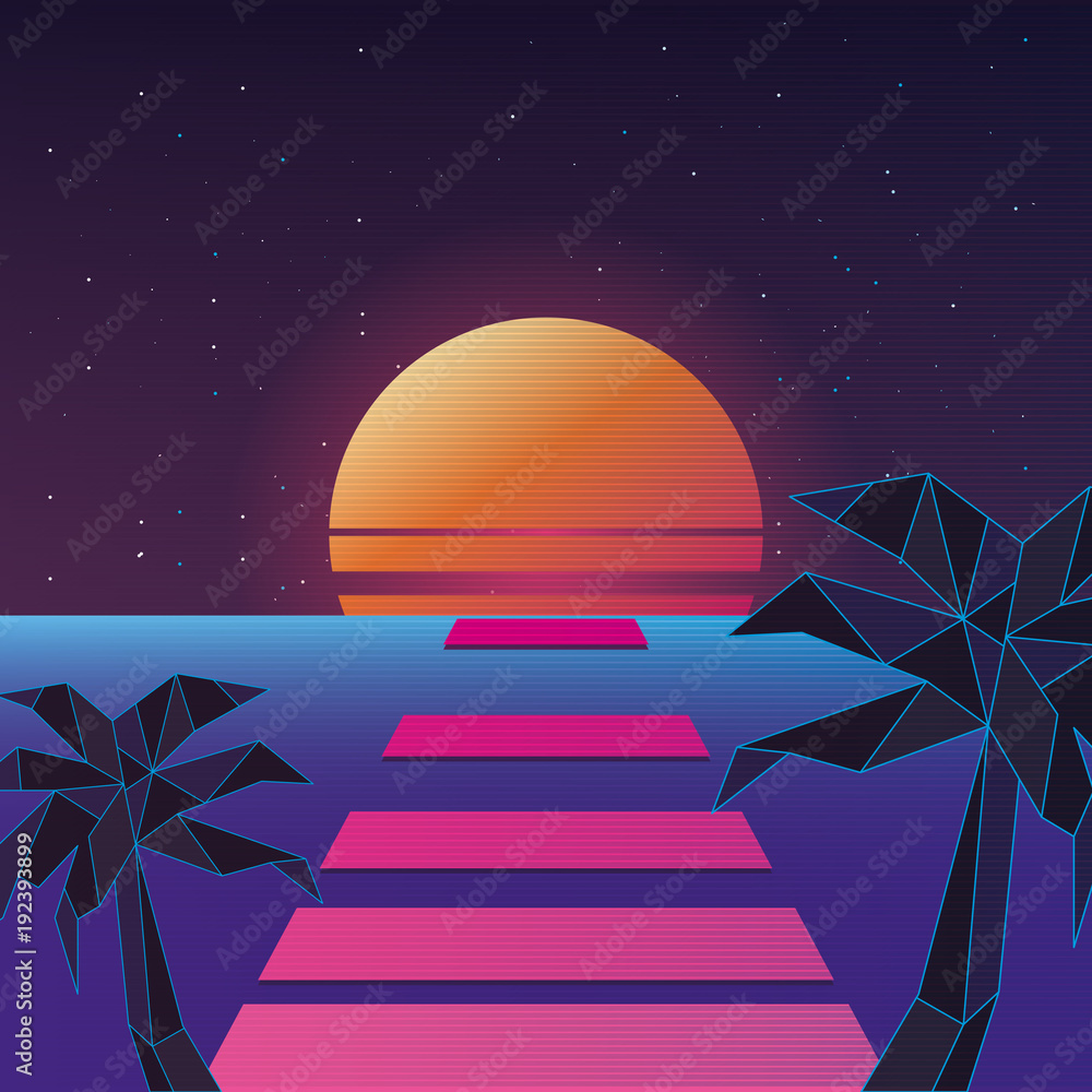 Canvas Prints retro background futuristic landscape design