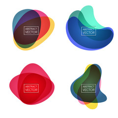 Abstract shapes form. Paper style. Blue and red, yellow, ultraviolet and purple papers. Stock vector.