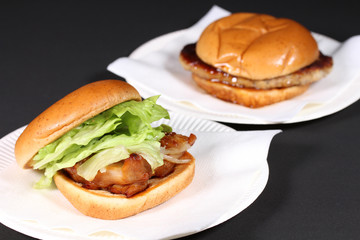 ハンバーガーとチキンバーガー